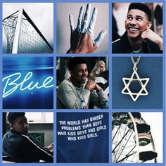 a collage of photos with the words blue on them and images of people holding up their hands