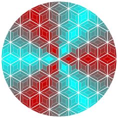 an abstract background with red and blue cubes in the center, on a white background