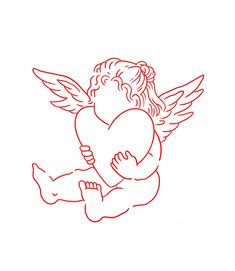 an angel holding a heart with wings