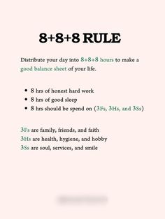 8 8 8 Rule, Personal Finance Books, Finance Books, Life Words, Marketing Techniques, Get Your Life, Mental And Emotional Health, Day Of My Life, Useful Life Hacks