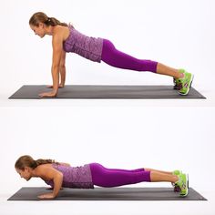 a woman is doing an exercise on a mat