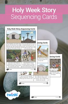 These beautifully illustrated Holy Week story sequencing cards are a fantastic way to teach your children about the Easter Story. Visit the Twinkl website to download and find many more Easter teaching resources.   #easter #easterstory #holyweek #teaching #teacher #teachingresources #teach #parents #homelearning #homeeducation #twinkl #twinklresources #homeed #storycards Easter Story Activities, Holy Week Activities, The Easter Story, Recycle Sign, Sequencing Cards, Story Sequencing, Easter Activities For Kids