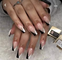 White Tip Acrylic Nails Coffin, White And Black French Tip Nails, Nails Short Acrylic, Acrylic Nails Designs, White Tip Nails, Best Nails, Short Acrylic, Acrylic Nails Coffin Pink