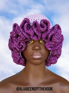 The Bougie Bucket hat in "Large" is for the fashionista who can effortlessly pull off any look & likes to accessorize. Perfect for a warm spring day or a cold winter night. This hat will elevate any look and is definitely a show stopper. Pick your color of choice and command any room you step in ❤️ Purple Yarn Crochet Bucket Hat, Purple Crochet Bucket Hat, Purple Yarn Bucket Hat, Hand-knitted One-size Purple Crochet Hat, Purple Bucket Hat, One Size, Ruffle Hat, Cute Hat, Hat Knit, Warm Spring