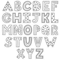 the alphabet is made up of letters and numbers, all in black and white colors