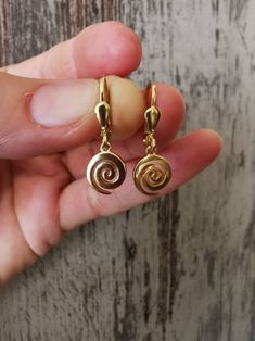 Sterling silver 925 gold plated Spiral Yellow Gold Hoop Earrings For Gift, Bee Earrings, Ancient Jewelry, Gold Plated Sterling Silver, Cyprus, Beautiful Rings, Silver 925, Etsy Gifts, Dangle Drop Earrings