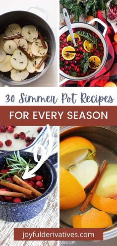 four different pictures with the words 20 summer pot recipes for every season