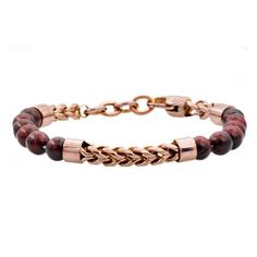 Genuine Red Tiger Eye Chocolate Plated Stainless Steel Beaded And Franco Link Chain Bracelet With Adjustable Clasp. This durable stainless steel bracelet has a clasp to secures the piece on your wrist while maintaining the bracelet's beautiful aesthetics. This Genuine Red Tiger Eye Chocolate Plated Stainless Steel Beaded And Franco Link Chain Bracelet is available in different type of colors for your choice. This fine piece of jewelry can be worn by adults or teens and can be gifted to your husb Red Metal Beaded Bracelet With Round Beads, Adjustable Red Beaded Chain Bracelet, Red Metal Bracelet With Adjustable Chain, Red Metal Chain Bracelet, Different Types Of Colours, Red Tiger, Link Chain Bracelet, Red Tigers Eye, Tiger Eye Bracelet