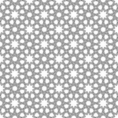 an abstract black and white pattern with small stars on the center, as well as smaller circles