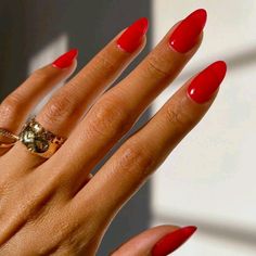 Natural Red Nails, Red Trendy Nails, Jelly Red Nails, Red Dip Powder Nails, Red Nails Trendy, Trendy Red Nails, Red Nails Long, Classic Red Nails, Red Summer Nails