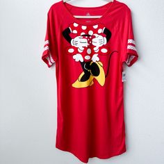 Nwt. Brand: Disney Size: Medium/Large. Color: Red. Beautiful Minnie Mouse Sleep Dress.. It’s Minnie Mouse In Her Classic Red And White Polka Dot Dress And Yellow Shoes Drinking Out Of A Mug. Has Two White Stripes With Red Polka Dots On The Sleeves. Has A Rectangle On The Back With The Name Minnie Mouse With Hearted I’s. The Hem Is Slightly Rounded. Approx Measurements: 21” Pit To Pit Flat 35” From Shoulder To Hem Material: 60% Cotton 40% Polyester. Red Character Print Sleepwear For Sleepover, Halloween Pajama Pants, Long Sleeve Night Gown, Christmas Pajama Pants, Onesie Costumes, Black Pajamas, Disney Pajamas, Christmas Onesie, Pyjamas Womens