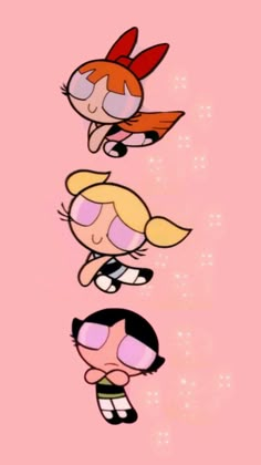 the powerpuff girls cartoon characters on pink background