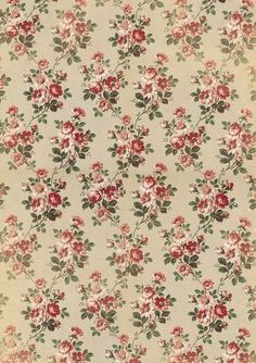 an old fashioned wallpaper with flowers on it