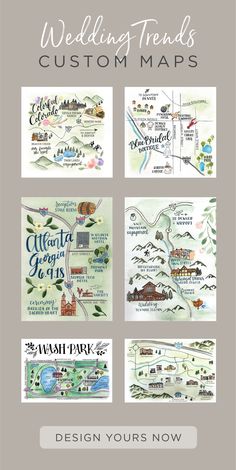 the wedding maps are designed for each couple's special day, and they have different designs to choose from