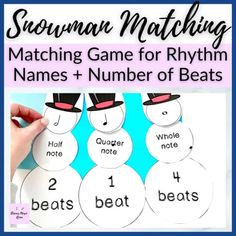 snowman matching game for rhyth names and number of beats