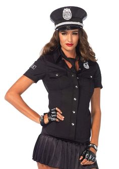 Leg Avenue Police Shirt with Badge Accents and Tie Police Halloween Costumes, Leg Avenue Costumes, Police Officer Costume, Police Costume, Police Shirts, Shirt And Tie, Police Women, Uniform Shirts, Costume Themes