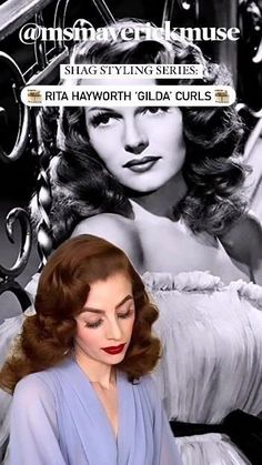 Shag Styling, 1940 Hairstyles, S Curls, Rita Hayworth Gilda, Old Hollywood Hair, Vintage Curls, 50s Hairstyles