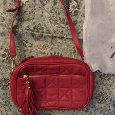 Beautiful Red Bag . Brand Zara. New With Dust Bag . Leather. Day Or Night Bag . Zara Tote Bags, Zara Handbags, Zara Purse, Suede Purse, Maroon Leather, Zara Leather, Zara Bags, Drawstring Bucket Bag, Denim Purse