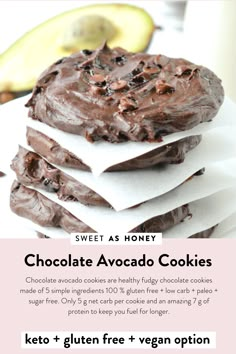 Healthy Chocolate Cookies, Avocado Cookies, Chia Egg, Baked Avocado, Sugar Free Maple Syrup