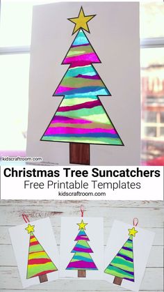 christmas tree suncatchers made out of colored paper