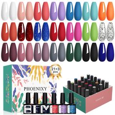 PRICES MAY VARY. [Phoenixy 24 PCS Gel Nail Polish] Phoenixy gel nail polish set includes 21*8ml gel polish, 8ml base coat, 8ml top coat, and 8ml matte top coat. A cost-effective kit for manicure beginners and lovers. With some practice, you can get beautiful nail art for all seasons and occasions- parties, holidays, work or daily life. [High Quality& Long Lasting] Made of natural resin, Phoenixy gel nail polish contains botanical ingredients and lowest smell, harmless to skins or nails. The high Nail Kit Gift, Nail Polish Kit, Matte Top Coat, Holographic Nail Polish, Gel Nail Kit, Nail Polish Set, Nail Polish Kits, Red Nail Polish, Gel Nail Polish Set