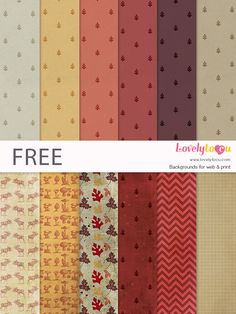 an assortment of different patterns and colors for fabric or wallpaper, with the text free below