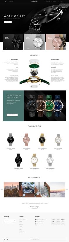 the website design for watches and watches