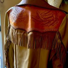 All leather. Hand made, custom made coat with leather fringe. Should fit 42-44 34-35 sleeve. One of a kind. Solid long lasting leather. Weighs a bit but worth it. Stand out in the crowd cowboy Cowboy Jacket, Leather Fringe, Western Cowboy, Gothic Fashion, Western Fashion, Custom Made, Cowboy, Hand Made, Bathing Beauties