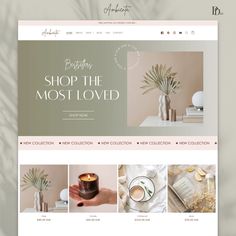 the website is displayed with many different items on it, including candles and vases