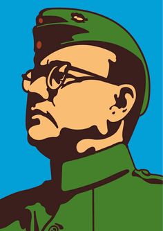 an image of a man wearing glasses and a green uniform with a blue sky in the background