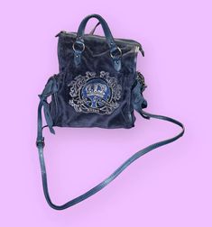 Juicy Couture y2k Vintage Daydreamer Navy Blue Velour Embroidered Crown Logo Bag | eBay Aliyah Core, Embroidered Crown, Juicy Couture Y2k, Core Outfits, Crown Logo, Juicy Couture Bags, Fancy Dinner, Bags Logo, Cute Crafts