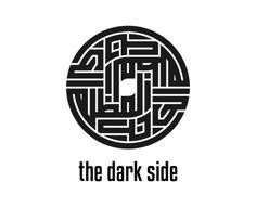 the dark side logo in black and white with an image of a circle on it