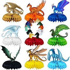 six different types of dragon wings in various colors