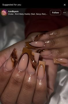 Brown Acrylic Nails, Fake Nails Long, Easy Nails, Colored Acrylic Nails, Girly Acrylic Nails, Coffin Press On Nails, Shiny Nails, Nail Forms