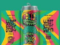 a can of broccoli beer on a colorful background