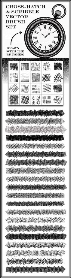 an image of different lines and shapes in black and white with the words time on them