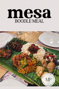 the cover of mesa boodle meal on a table with plates and utensils