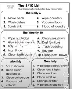 the cleaning schedule for busy homes