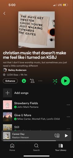 an iphone screen with the message'christian music that doesn't make me feel like i turned on krbu