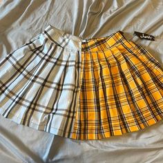 Blue,Yellow,Cute, Perfect For Warm Weather Trendy Multicolor Skirt For School, Trendy Yellow School Bottoms, Trendy Yellow Bottoms For School, Yellow Pleated School Skirt, Yellow Pleated Skirt For School, Yellow School Skirt For Spring, Yellow Mini Skirt For School, Trendy Yellow School Skirt, Trendy Yellow Skirt For School