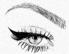 a drawing of an eye with long lashes