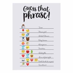 a poster that says guess that phrase with emotictive emoticions on it