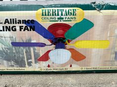 the box is full of colorful fan blades