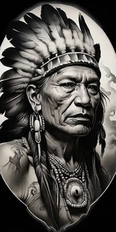 Indian Headdress Tattoo Design, Chief Tattoo Design, Headdress Tattoo Design, Native Tattoo Design, Indian Tattoo Ideas, Indian Chief Tattoo, Chief Tattoo, Native Indian Tattoos, India Tattoo