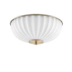 a white ceiling light with gold trim