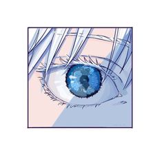 an anime character's blue eye with long eyelashes