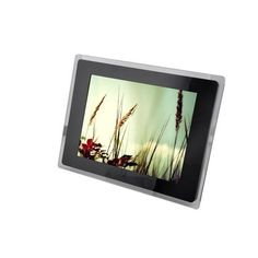 an image of a digital photo frame with grass in the foreground and sky in the background