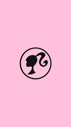 the silhouette of a woman's head in a circle on a pink background with black text