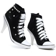 Spring Sneakers Women, Heel Sneakers, Camping Shoes, Basket Style, Black High Heel Boots, Lace Up High Heels, Spring Boots, Studded Denim, High Heel Sneakers