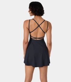 Everyday Crisscross Backless Barre Ballet Dance Flared Dress-No Liner Shorts Barre Ballet, Workout Dress, Ballet Dance Dress, Active Dress, Shorts Workout, Ballet Barre, Mood Indigo, Golf Dresses, Mini Slip